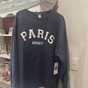 Paris navy crew neck sweatshirt.